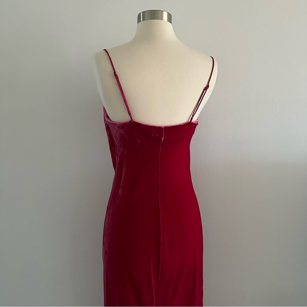 NEW Banana Republic Rita Maxi Velvet Dress XS Bright Berry - Picture 7 of 11